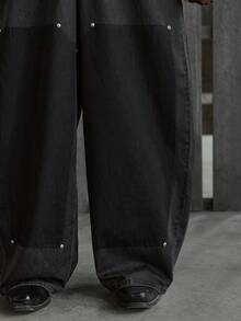 NEON BLANC 男士休闲纽扣口袋铆钉牛仔裤 - 黑色 - 查看 7