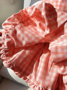 Comfortcana Women's Fashion Bud Hem Plaid Bandeau Top In Bright Orange - Burnt Orange - View 6