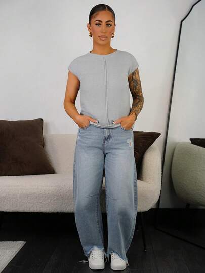 SAYEHFBABY เสื้อยืดแขนสั้นลายปะติดปะต่อสีพื้นสำหรับผู้หญิง เสื้อเชิ้ตลำลองสำหรับทำงานในช่วงฤดูร้อน