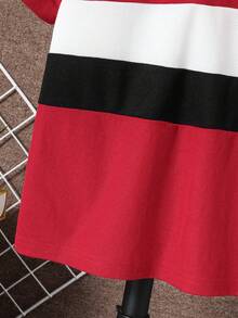 SHEIN Vacaura Tween Boy Striped Short Sleeve Casual Polo Shirt - Red - View 5