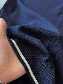 Muvela 两件套：藏蓝色翻领无袖背心和半身裙，复古学院风，优雅百搭，适合派对、通勤、办公、日常穿着。 - 藏蓝色 - 查看 7