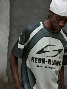 NEON BLANC Men's Summer Casual Short Sleeve T-Shirt Set, Digital Print In Black & Gray - Black - View 6