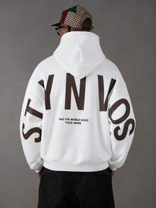 STYNVO Men's Casual Letter Print Hoodie, Autumn/Winter - White - View 2