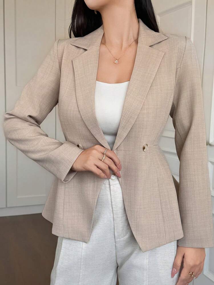 Women's Casual Cinched Waist Blazer Jacket, Spring