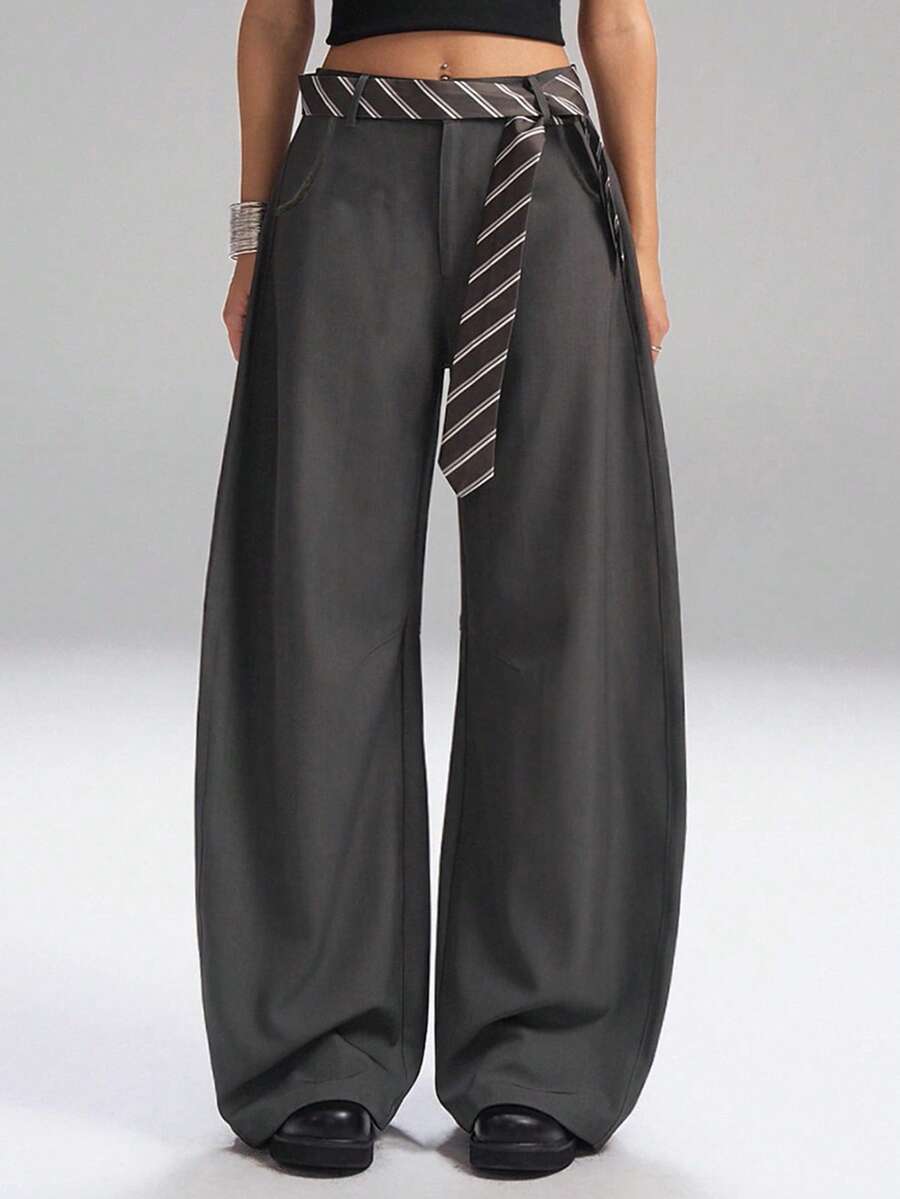 SHEIN EZwear 大码纯色休闲裤 - 淺灰色 - 查看 1