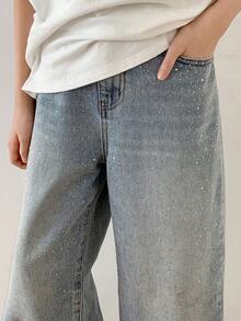 Dazy Kids Tween Girls' Pocketed Wide Leg Loose Casual Versatile Jeans - Blue - View 5