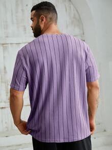 EASEVO Plus Size Men's Fitted Short Sleeve T-Shirt - Purple - View 2