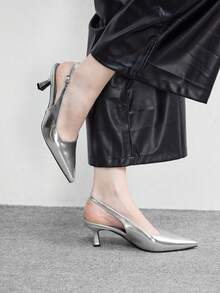 CUCCOO BIZCHIC Fashion Pointed Toe Slingback With High Heels Women's Shoes - Silver - View 3