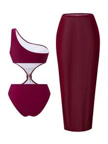 Swim Oasis Bộ đồ bơi 2 mảnh dành cho nữ, mẫu mới Xuân/Hè 2026, kiểu tankini thanh lịch kèm váy, thích hợp cho kỳ nghỉ biển. - Màu tím - Xem 2
