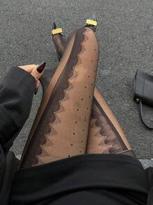 DAZY Women's Bow & Rhinestone Decor Sheer Sexy Pantyhose - Black - View 1