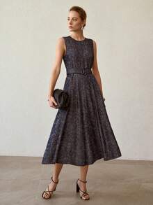 MOTF PREMIUM ĐẦM DENIM XANH DÀI NGẮN DÀNH CHO NỮ, CÓ THẮT LƯNG - Màu xanh lam - Xem 5