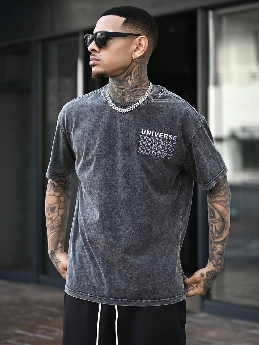Devon Thys Men's Washed Short Sleeve Shirt & Casual Pants Suitable For Workwear, Daily Wear, Sportswear, Easy Care, Durable, Multi-Size Available, Essential Summer Essentials - Black - View 1