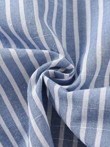 女婴可爱休闲条纹松紧腰裤，夏季 - 藍色 - 查看 3