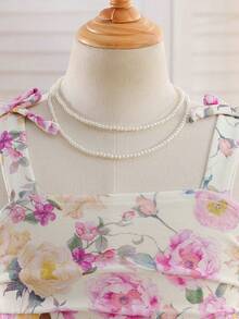 Vintaside Kids 少女碎花荷叶边优雅吊带裙 - 彩色 - 查看 4