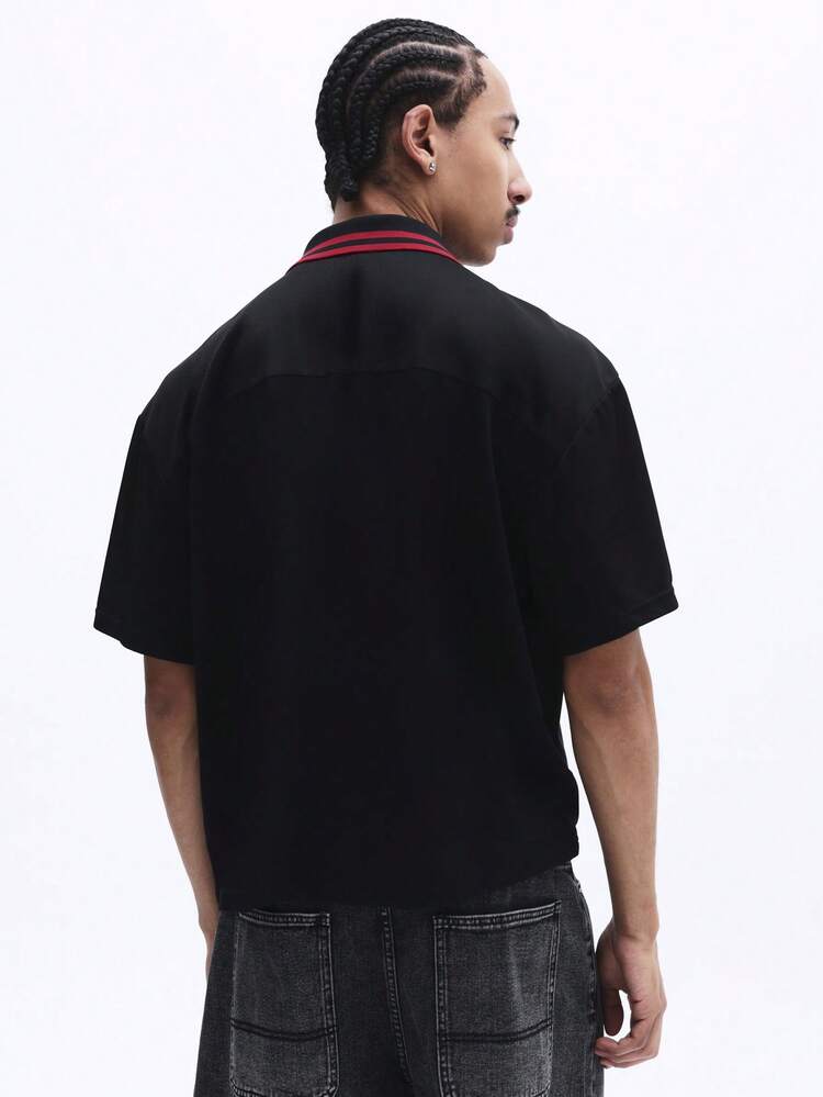 Box Fit Printed Polo Shirt With Collar