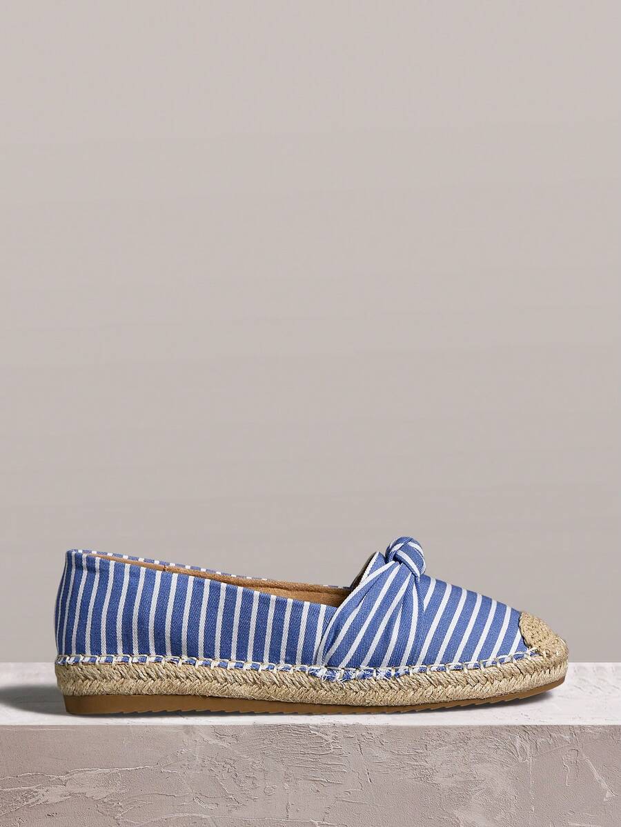 Styleloop 女士波西米亚风休闲条纹一脚蹬乐福鞋 - 軍綠色 - 查看 1