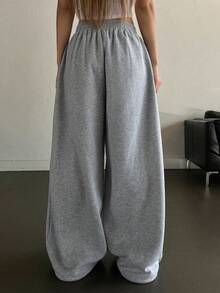 Dazy Tall Tall Women's Elastic Waist Drawstring Loose Hem Casual Long Pants - Grey - View 3