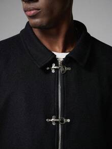 STYNVO Men's Casual Zip-Up Jacket With Metal Buckle - Black - View 6