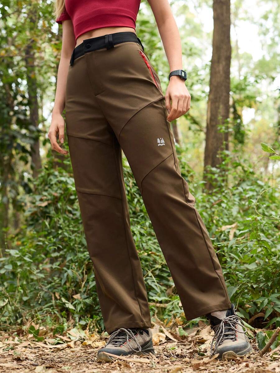 In My Nature Quần leo núi nữ ống thẳng, phối màu tương phản, có túi xéo, kiểu dáng thời trang ngoài trời, quần leo núi nữ màu nâu. - Cà phê nâu - Xem 1