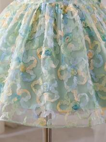 SHEIN Glamorique Kids 女婴花童伴娘礼服，婚礼，花童，优雅，3D玫瑰，生日派对，派对表演，适合正式场合 - 綠色 - 查看 6
