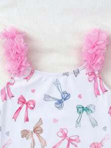 Emery Rose Kids Emery Rose Kids 女童条纹蝴蝶结花卉连体泳衣 - 白色 - 查看 7