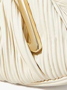 MOTF PREMIUM LADIES' ELEGANT PLEATED HANDBAG WITH EXQUISITE HARDWARE HANDLES - Off-white - View 5