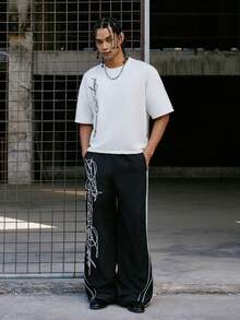 PAVTROS 男士休闲简约字母印花圆领短袖T恤 - 白色 - 查看 1