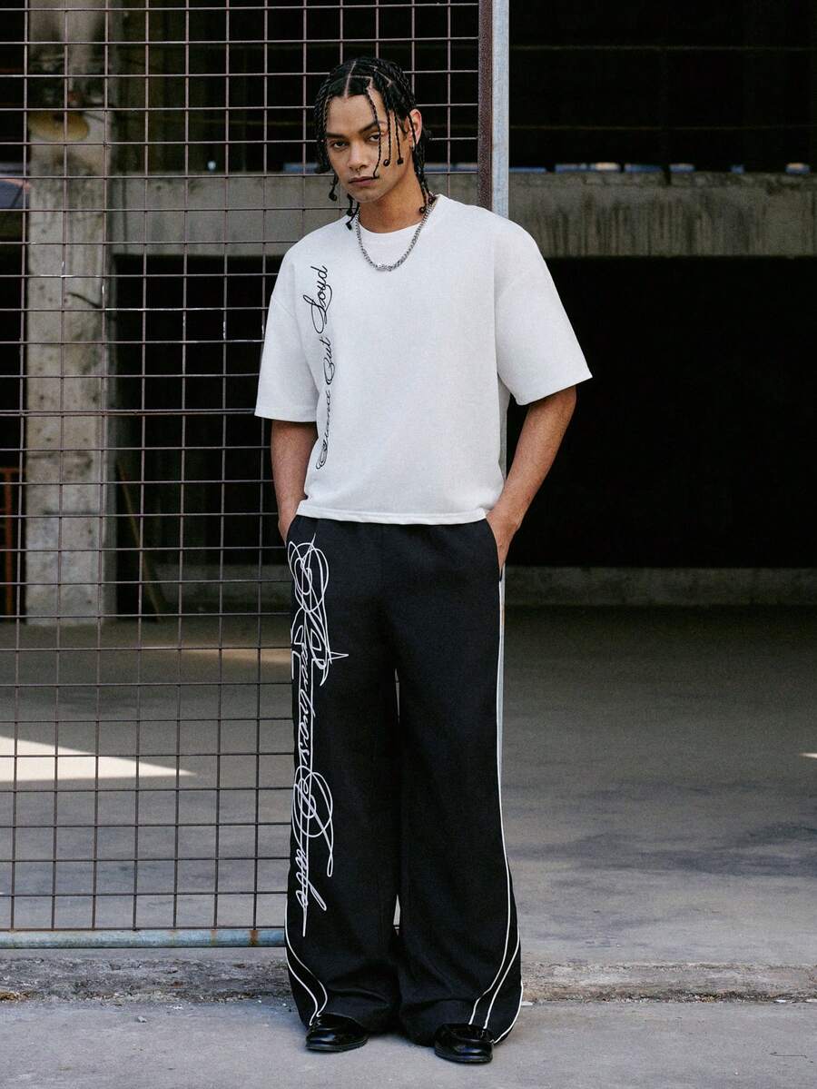 PAVTROS 男士休闲简约字母印花圆领短袖T恤 - 白色 - 查看 1