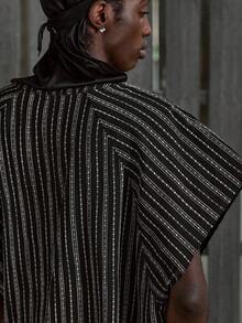 NEON BLANC Men's Striped Print Contrast Color Loose Casual Top, Spring/Summer - Black - View 5