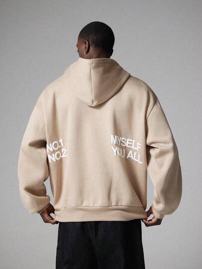 STYNVO Men's Casual Fashionable Street Hoodie, Loose Fit Letter & Number Graphic, Kangaroo Pocket, Suitable For Spring & Autumn Daily Commute