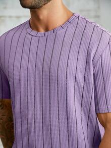 EASEVO Plus Size Men's Fitted Short Sleeve T-Shirt - Purple - View 3