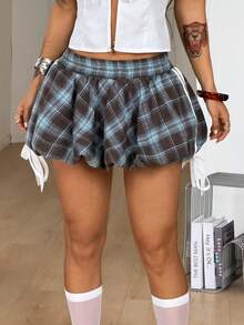 Coolane 女士春夏Y2K基础款条纹纹理装饰迷你泡泡裙，适合情人节、锐舞节等场合穿着 - 彩色 - 查看 4