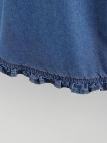 EMERY ROSE 女士休闲荷叶边牛仔连衣裙 - 藍色 - 查看 6