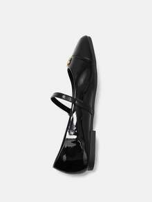 Bholvia Sapatos de Balé Quadrados Elegantes de Alta Qualidade, Preto com Retalhos e Contrastes de Cor, Rebites e Botões Dourados, Adequados para Uso Casual no Escritório, Passeios ao Ar Livre na Primavera/Verão, Compras na Rua e Piqueniques na Primavera, Modelo Versátil e Chique de 2024 - Preto - Visão 9