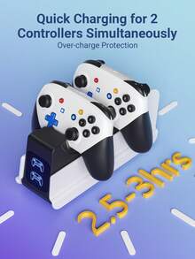 Teckwe Đế sạc cho tay cầm chơi game, đế sạc tích hợp chip bảo vệ và đèn LED báo hiệu, sạc nhanh 2,5 giờ, phụ kiện sạc hiệu suất cao, nâng cao trải nghiệm chơi game. - Đen và trắng - Xem 3