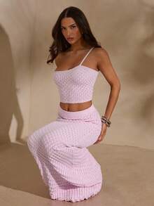 SHEIN Glamour 2件套女士优雅粉色针织毛衣套装，沙滩风毛衣套装 - 粉色 - 查看 6