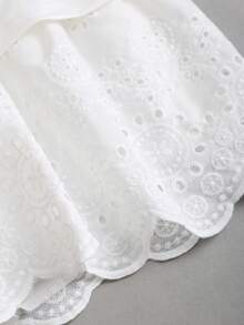 Sweetra Spring/Summer Romantic Vacation Low Waist Ruffled Lace Trim Casual Mini Skirt For Women - White - View 5