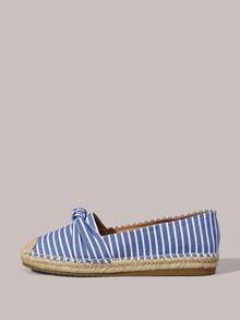 Styleloop 女士波西米亚风休闲条纹一脚蹬乐福鞋 - 軍綠色 - 查看 2