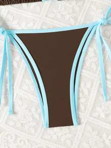 Swim Mod Bộ bikini gợi cảm buộc dây cổ phối màu tương phản dành cho nữ, thích hợp mặc đi biển mùa hè. - màu nâu - Xem 6