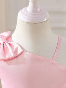 SHEIN Glamorique Kids 女婴花童伴娘礼服，婚礼，花童，优雅，3D玫瑰，生日派对，适合正式场合，生日拍照服装 - 粉色 - 查看 6