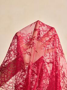 Charlaine 女士蕾丝纯色睡衣套装 - 酒紅色 - 查看 8