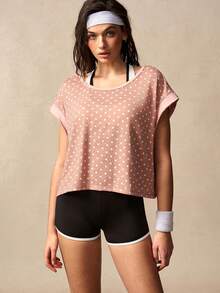 VARSIVA 女士波点印花圆领露背蝙蝠袖运动T恤 - 彩色 - 查看 3