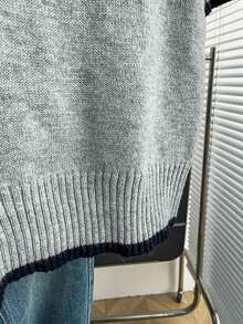 SHEIN Franclia 新款休闲宽松碎花甜美复古女式针织毛衣，春秋季 - 淺灰色 - 查看 6