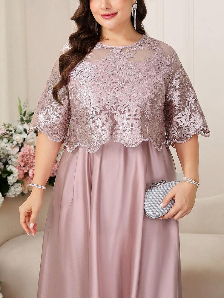 Reflora Plus Size Elegant Floral Embroidery Round Neck Dress, Summer,Summer,Spring,Summer Outfits ,Summer Clothes,Summer Holiday Outfits,Spring Outfit Women,Spring Clothing,Spring Women,Summer Dress,Spring Dress,Party Dress,Elegant Dresses For Party, Elegant Party Dresses For Women,Sequin Skirt,Sequin Dress,Sequin,Sparkly Dress Summer Dress,Spring Dress, Elegant Dresses For Women ,Elegant Dress For Women,Elegant Dresses,Elegant Dresses For Party ,Elegant Long Dress Luxury Evening Dresses For Women,Luxury Women's Jalabiya,Luxury Evening Dress For Women ,Luxury Evening Dresses For Weddings,Luxury Women's Abaya Summer Dress,Spring Dress,Wedding Guest Dress For Women ,Wedding Party Dress,Wedding Guest Dress,Luxury Evening Dresses For Weddings ,Bridesmaid Dress,Wedding Guest Dresses,Dress For Wedding Guest,Wedding Guest Party Dress,Luxury Dresses,Wedding,Weddings & Events,Wedding,Summer Dress,Spring Dress Pink Dress Pink - Pink - View 3
