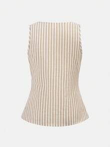 Firerie Kids 2pcs Tween Girls Casual Outfit - Vest Top + Loose Pants Set, Fashionable, Versatile, Suitable For Party, Outing, Photoshoot With Sisters, Park, Camping, Vacation, Daily Wear - Khaki - View 6