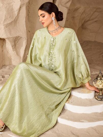 SHEIN Najma Minimalist Computer Beaded Decor Women Loose Fashion Dress