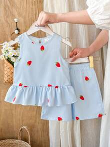 Souflis Souflis Bộ đồ hai mảnh cho bé gái gồm áo tank top cổ tròn không tay màu trơn và quần short rộng màu trơn, bộ đồ hai mảnh mùa hè cho bé gái, bộ đồ hai mảnh in hình dâu tây, quần áo mùa hè cho bé gái, bộ đồ dâu tây cho trẻ em, bộ đồ hai mảnh mùa hè cho trẻ em, bộ đồ dâu tây cho trẻ em, bộ đồ hai mảnh phong cách preppy mùa hè, bộ đồ bohemian mùa hè đồng bộ, bộ quần short dâu tây, bộ đồ đồng bộ cho trẻ em, bộ đồ phối hợp mùa hè cho bé gái, bộ đồ dâu tây hai mảnh cho trẻ em, quần áo mùa hè cho bé gái. - Màu xanh lam - Xem 4