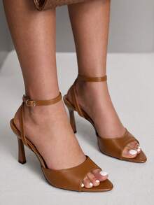 CUCCOO SZL Giày sandal cao gót nữ màu đỏ tía tối giản, có thể điều chỉnh, thích hợp cho mặc hàng ngày, giày mùa xuân, kỳ nghỉ xuân, lễ Phục sinh, dạ hội, Giáng sinh. - Mia vàng nâu - Xem 7