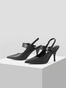 Mnmlis Scarpe eleganti da donna con punta affusolata e design con fibbia, tacco alto - nero - Visualizzare 4