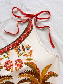 Soleia 新款女士度假针织印花不对称肩部蝴蝶结连体衣 - 彩色 - 查看 7